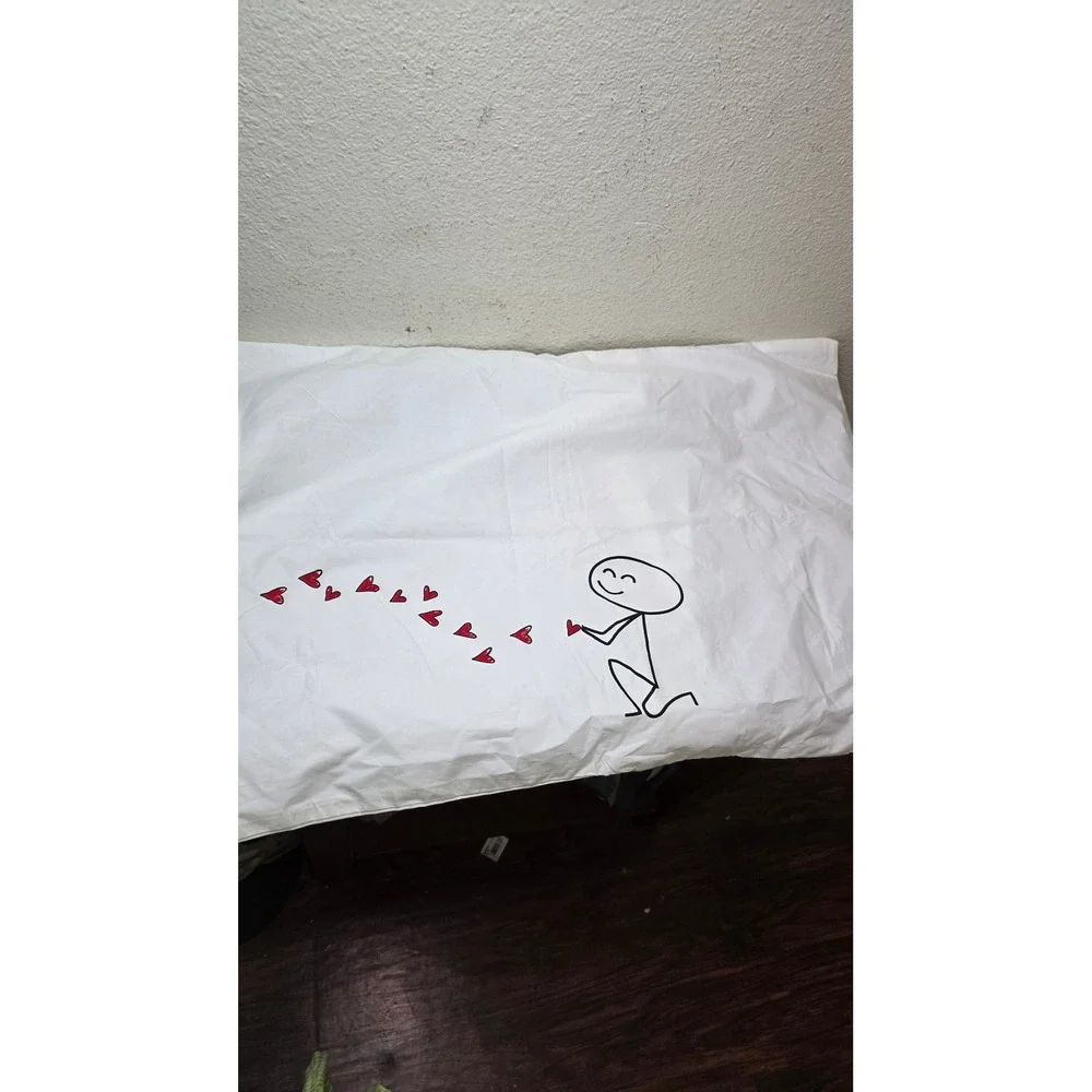 Sleeposophy Pillowcases Set Unisex Standard White Hearts Bicycle Proposal Cotton